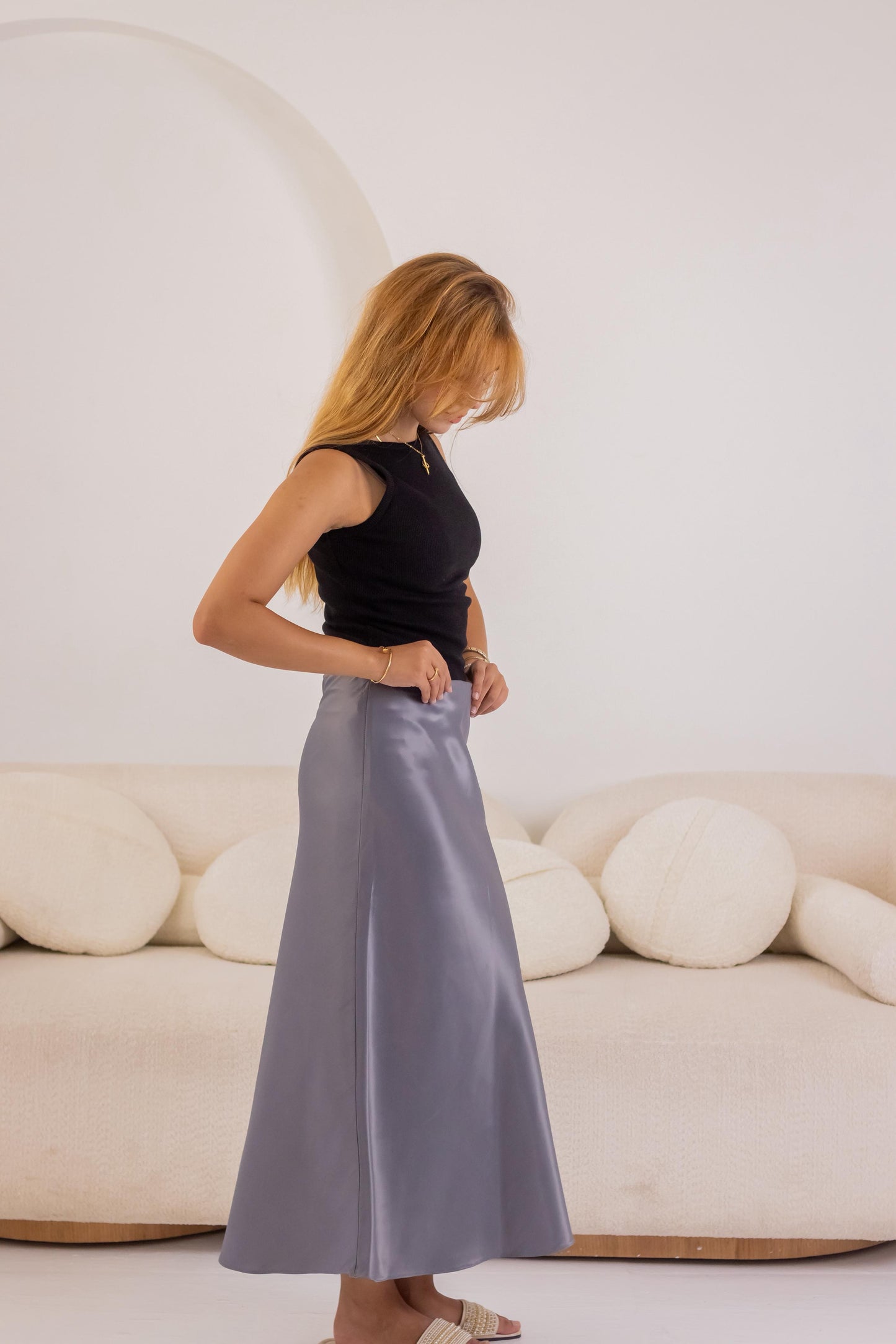 Grey midi skirt