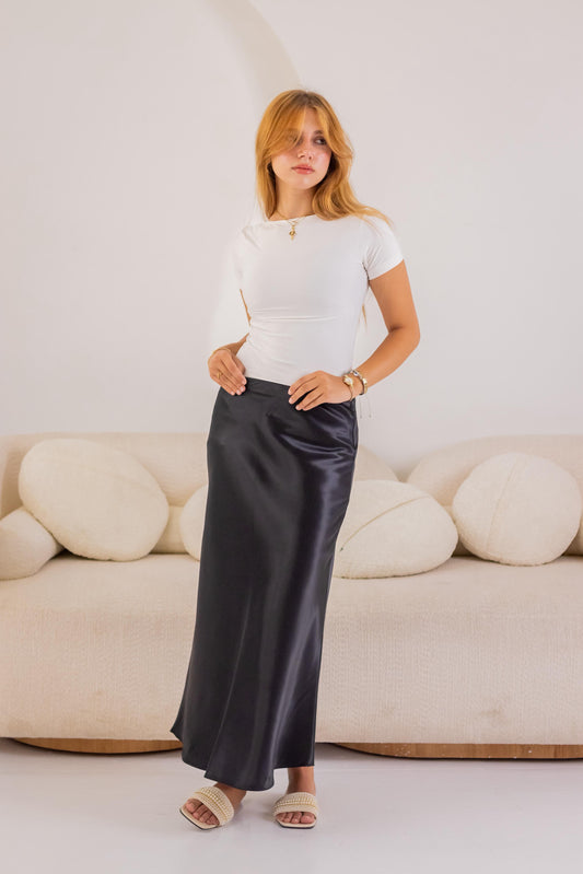 Black midi skirt