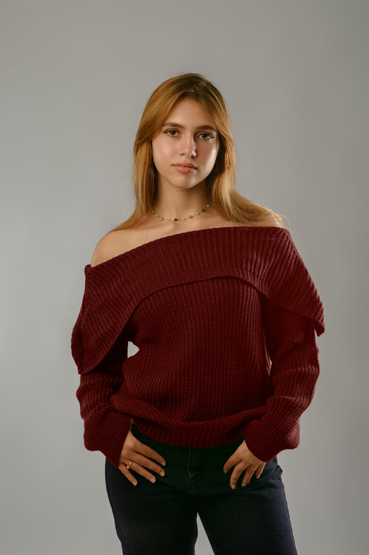 Burgundy offshoulder sweater