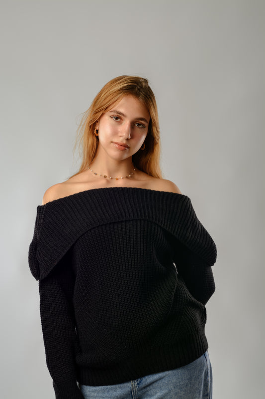 Black offshoulder sweater